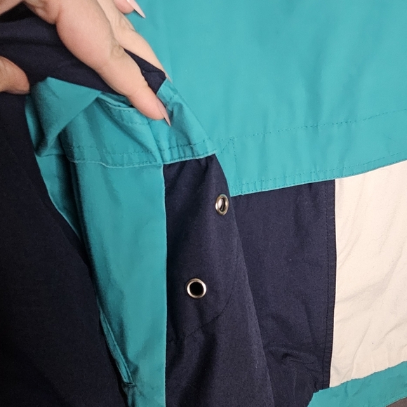 London Fog Men's Large Zip Windbreaker Jacket Teal Blue Colorblock Vintage Sail - Picture 12 of 16